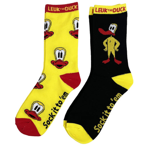Challenge Leuk The Duck Socks 2-Pack Hero Pose Black/Smiley Face Yellow