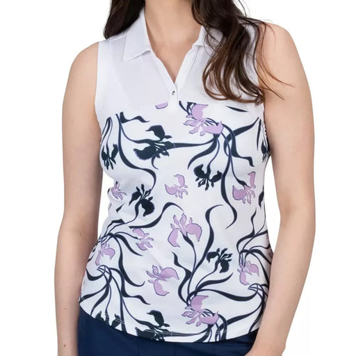 Nancy Lopez Shilo Sleeveless Polo Shirt White Multi Front