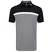 FootJoy Lisle Colour Block Polo Shirt with two-tone Black and Charcoal with a White Stripe across the chest.