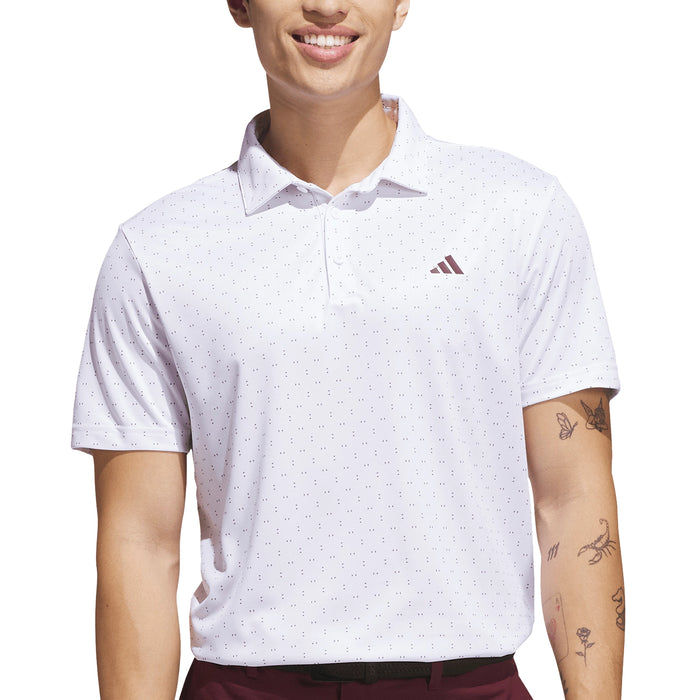 adidas 2026 Performance Textured Print Polo Shirt - White/Maroon