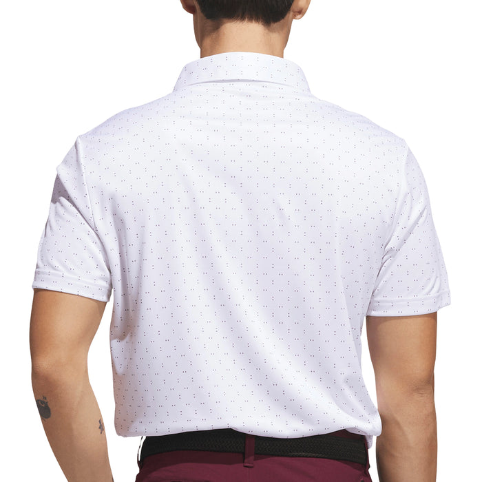 adidas 2026 Performance Textured Print Polo Shirt - White/Maroon
