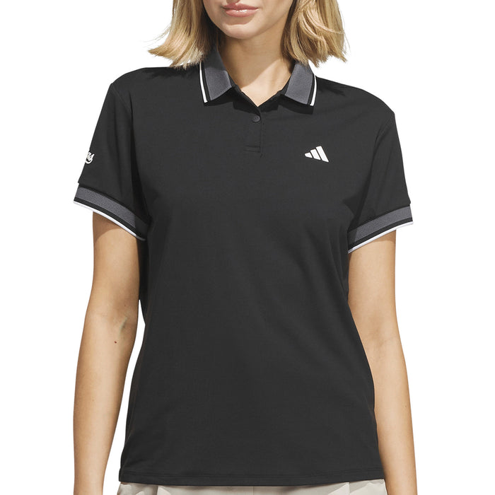 adidas Ladies 2026 Climacool Flat Knit Collar Polo Shirt - Black