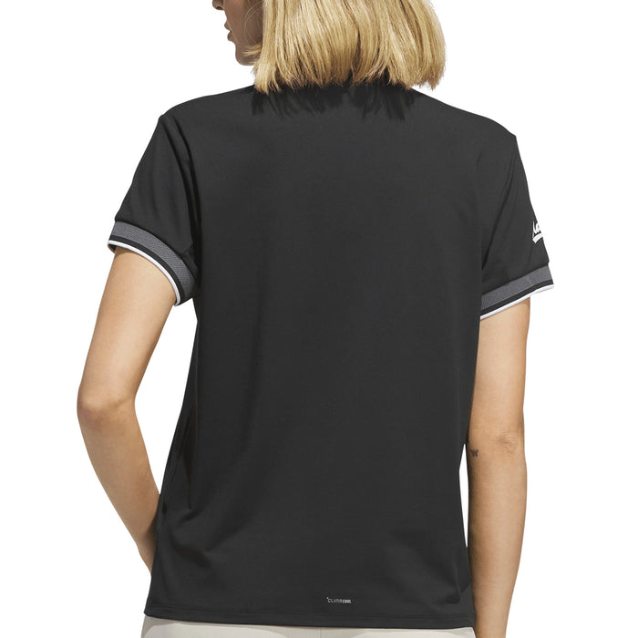 adidas Ladies 2026 Climacool Flat Knit Collar Polo Shirt - Black