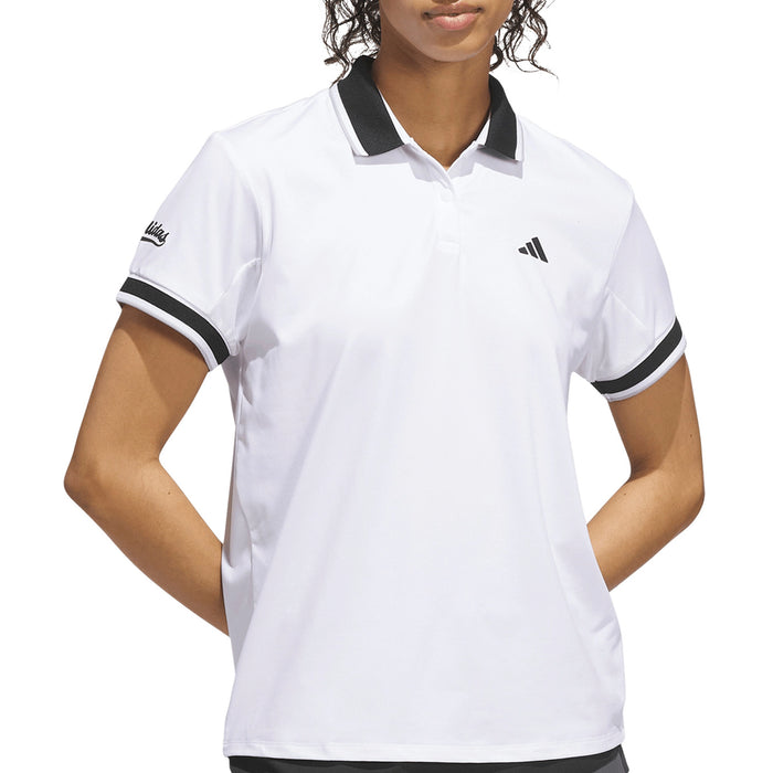 adidas Ladies 2026 Climacool Flat Knit Collar Polo Shirt - White