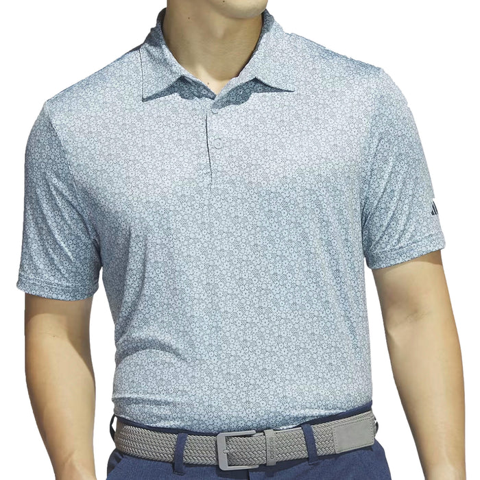 adidas Ultimate365 Allover Print Golf Polo Shirt in Wonder Blue - featuring an allover floral graphic