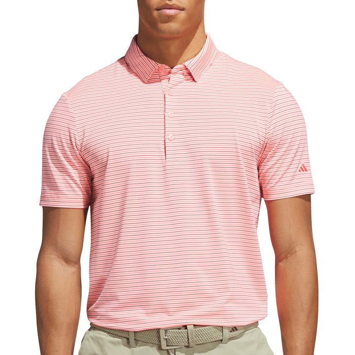 adidas Ultimate365+ Three Color Stripe Polo Shirt - Frozen Turbo/Pure Turbo