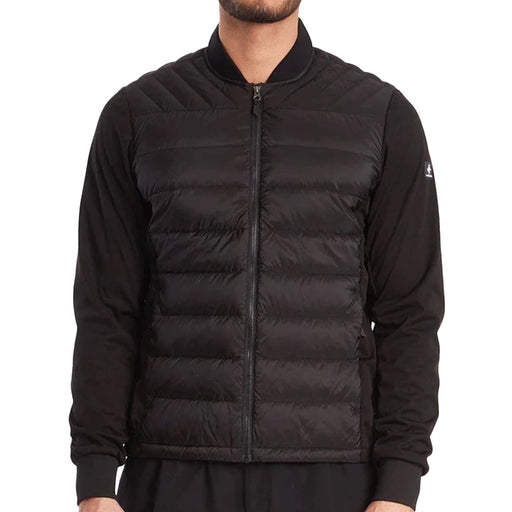 Cross M Hybrid Jacket in black features down/feather padded front and back