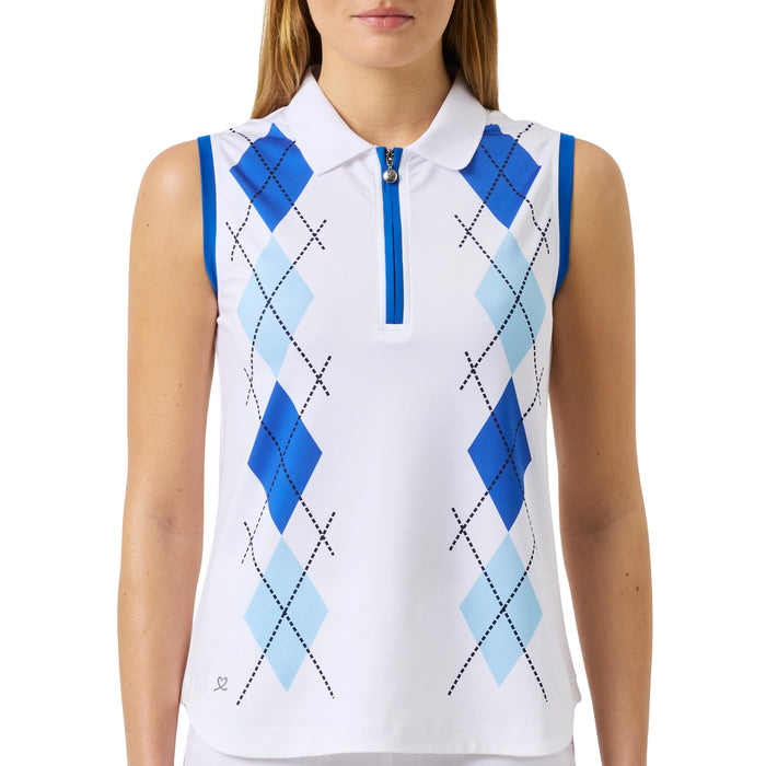 Daily Sports Ladies 2026 Argyle Sleeveless Polo Shirt