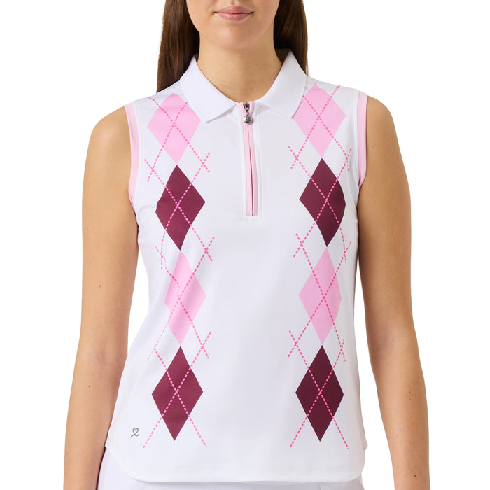 Daily Sports Ladies 2026 Argyle Sleeveless Polo Shirt