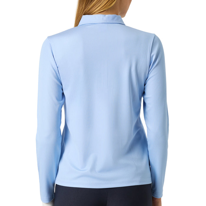 Daily Sports Ladies 2026 Ribbed Long Sleeve Polo Shirt - Light Blue