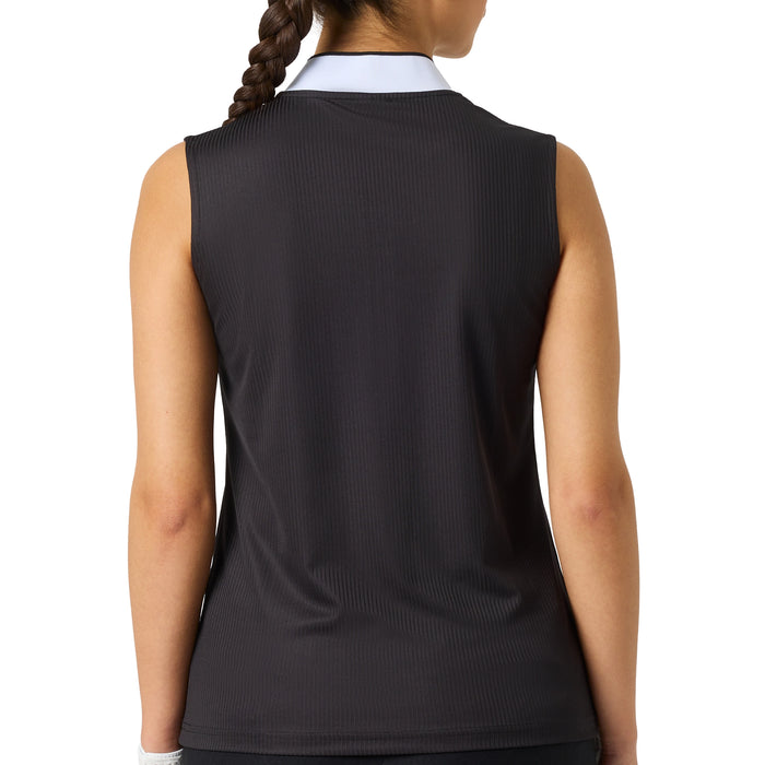 Daily Sports Ladies 2026 Ribbed Sleeveless Polo Shirt - Black