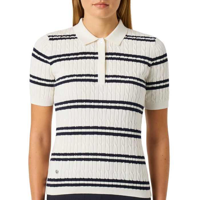 Daily Sports Ladies 2026 Stripe Madelene Half Sleeve Polo Shirt - White