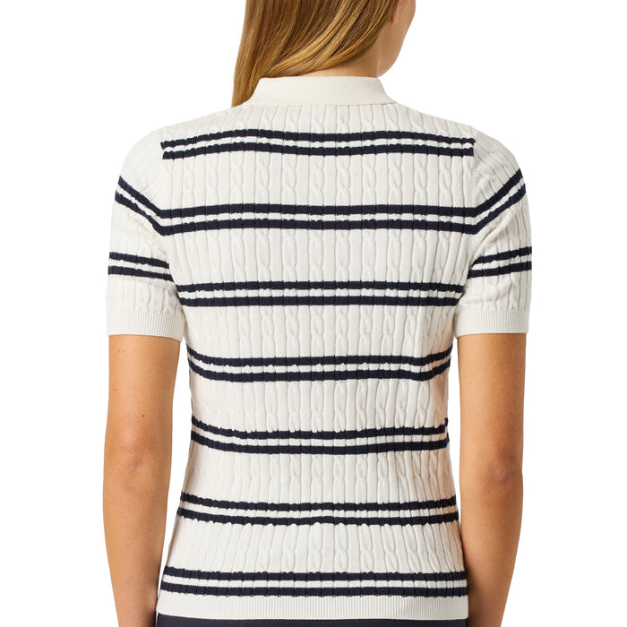 Daily Sports Ladies 2026 Stripe Madelene Half Sleeve Polo Shirt - White