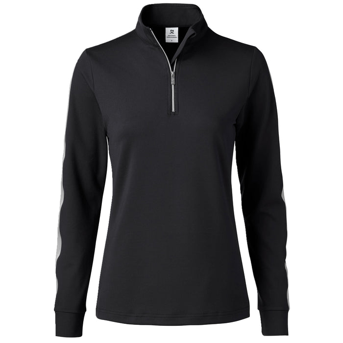 Daily Sports Ladies Anna Long Sleeve Quarter Zip Pullover in Black with White Zipper