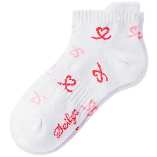 Daily Sports Ladies Socks in white with coral heart shapes