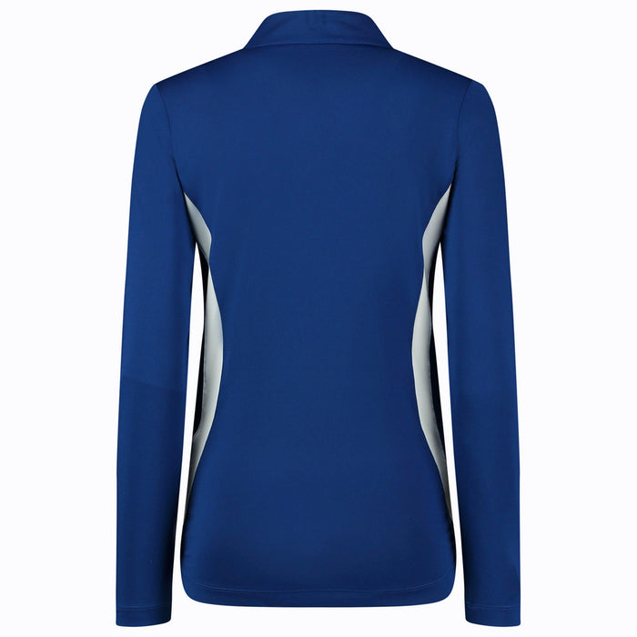 Daily Sports Ladies Vichy Half Neck Pullover with Long Sleeves in Blue