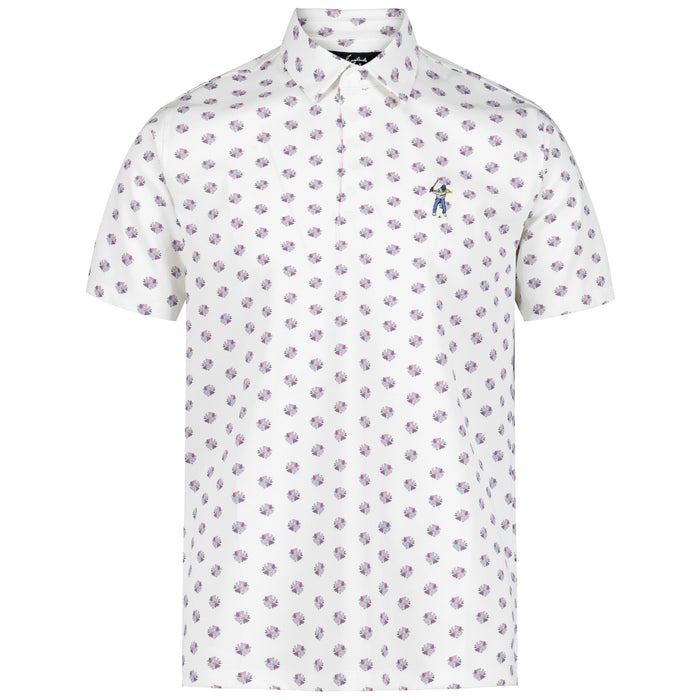 Eastside 2026 Golf Snap Placket Polo Shirt - Floral/Bright White