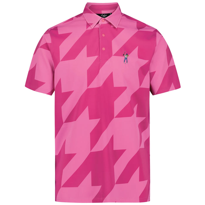 Eastside Golf 2026 Snap Placket Polo Shirt - Houndstooth - Fuschia