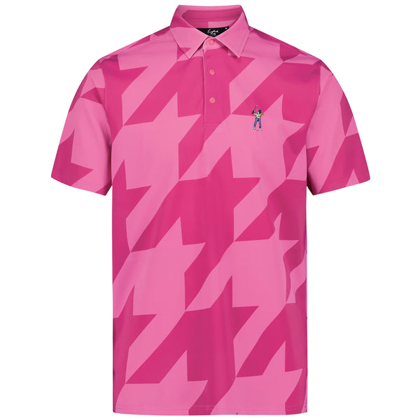 Eastside Golf 2026 Snap Placket Polo Shirt - Houndstooth - Fuschia