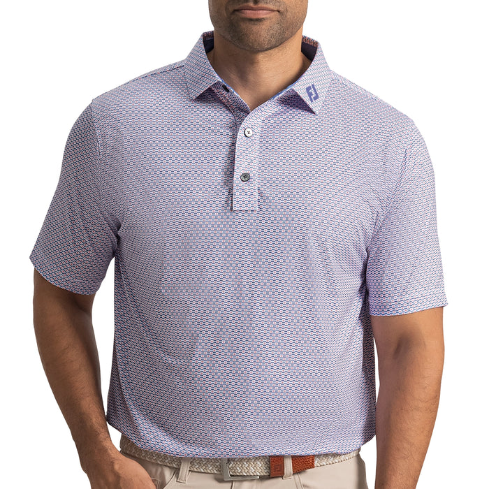 FootJoy 2026 Nautical Flag Print Polo Shirt - Pink Pop/Vivid Violet/White