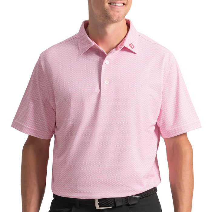 FootJoy 2026 Scallop Geo Pique Polo Shirt - Pink Pop/White