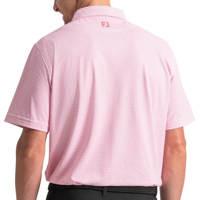FootJoy 2026 Scallop Geo Pique Polo Shirt - Pink Pop/White
