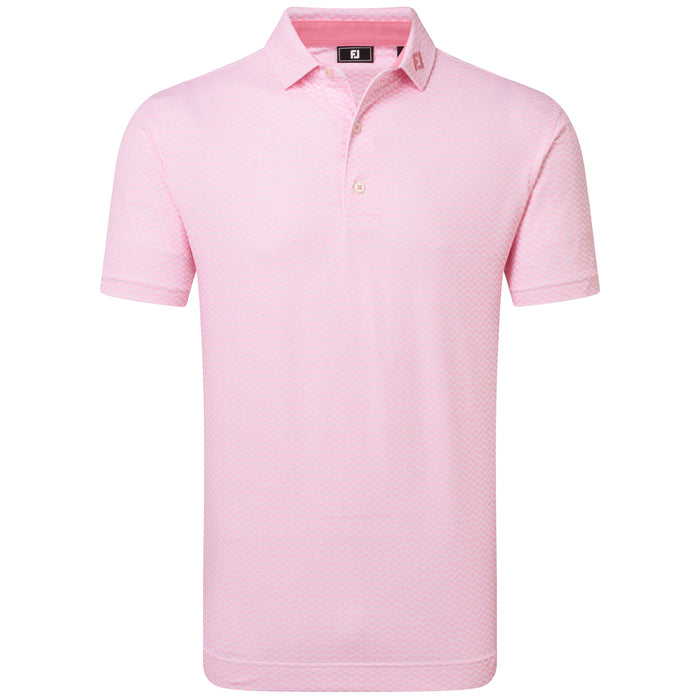 FootJoy 2026 Scallop Geo Pique Polo Shirt - Pink Pop/White