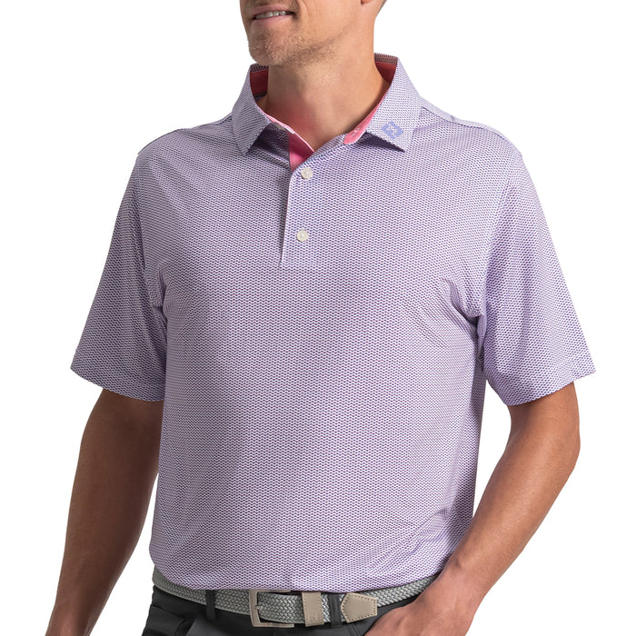 FootJoy 2026 Wave Print Polo Shirt - White/Pink Pop/Vivid Violet
