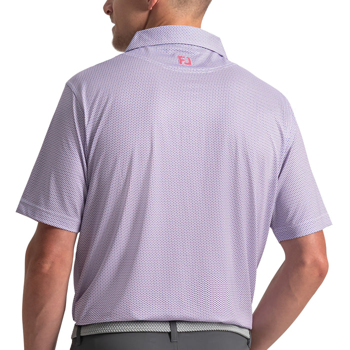 FootJoy 2026 Wave Print Polo Shirt - White/Pink Pop/Vivid Violet