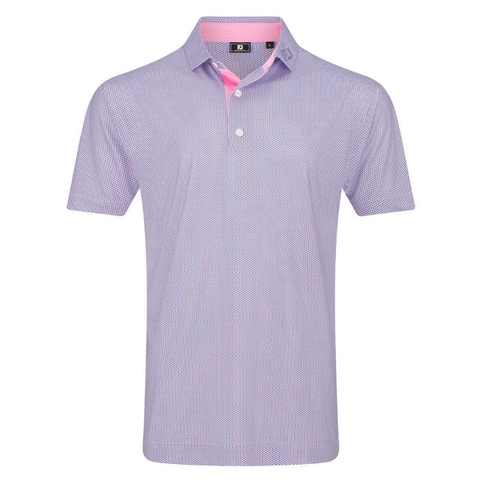 FootJoy 2026 Wave Print Polo Shirt - White/Pink Pop/Vivid Violet