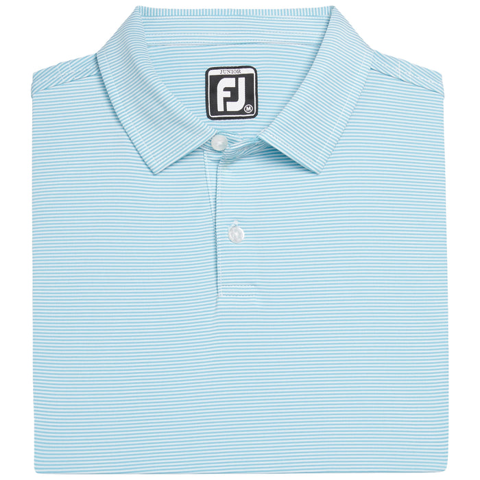 FootJoy Junior Boys 2026 MicroFeeder Polo Shirt - Light Blue/White