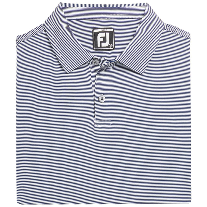 FootJoy Junior Boys 2026 MicroFeeder Polo Shirt - Navy/White