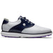 FootJoy Ladies 2023 Traditions Golf Shoes in White and Navy with a Purple sole
