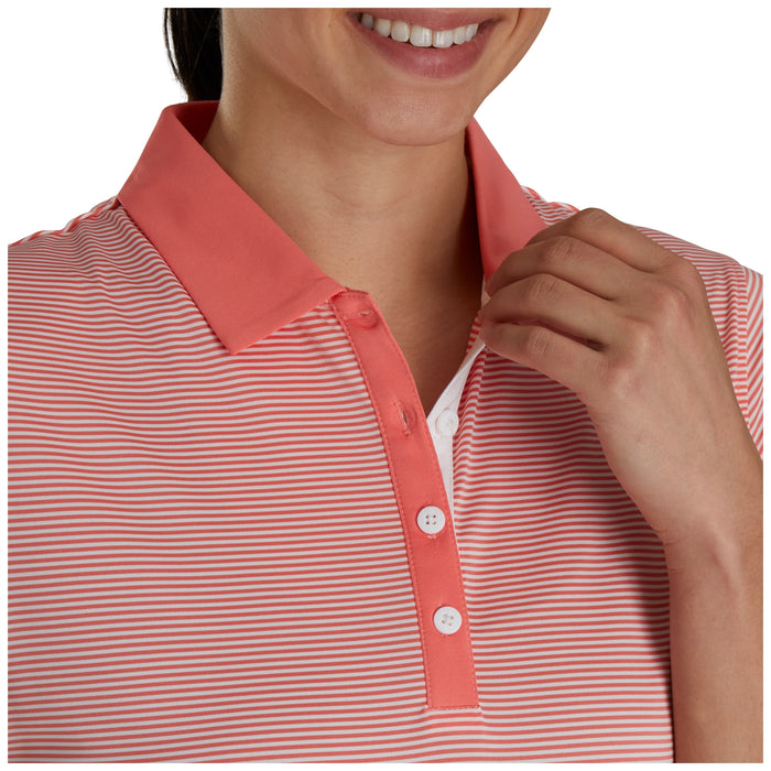 FootJoy Ladies Cap Sleeve Feeder Stripe Polo Shirt