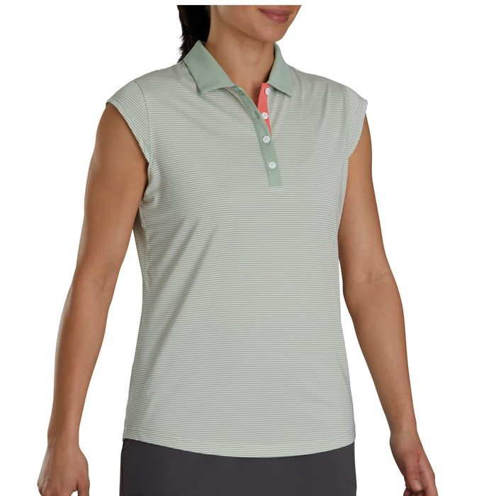 FootJoy Ladies Cap Sleeve Feeder Stripe Polo Shirt