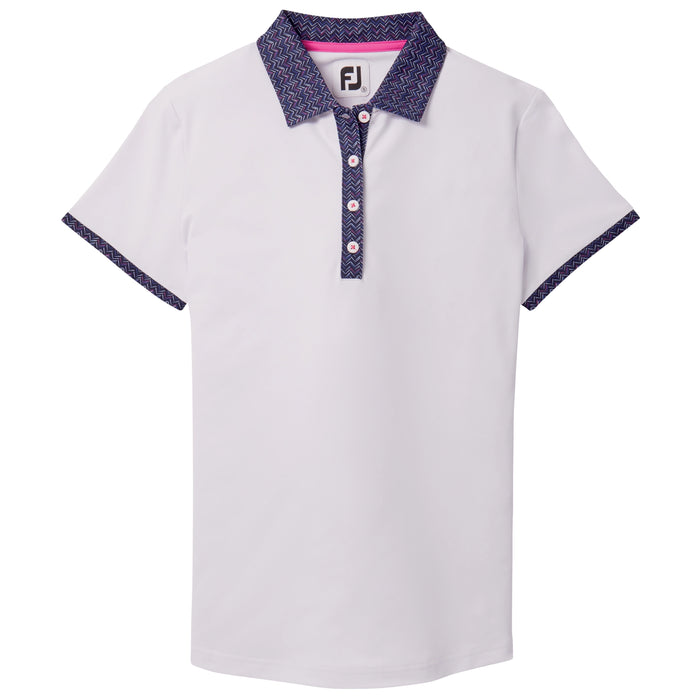 FootJoy Ladies Short Sleeve Print Trim Polo Shirt