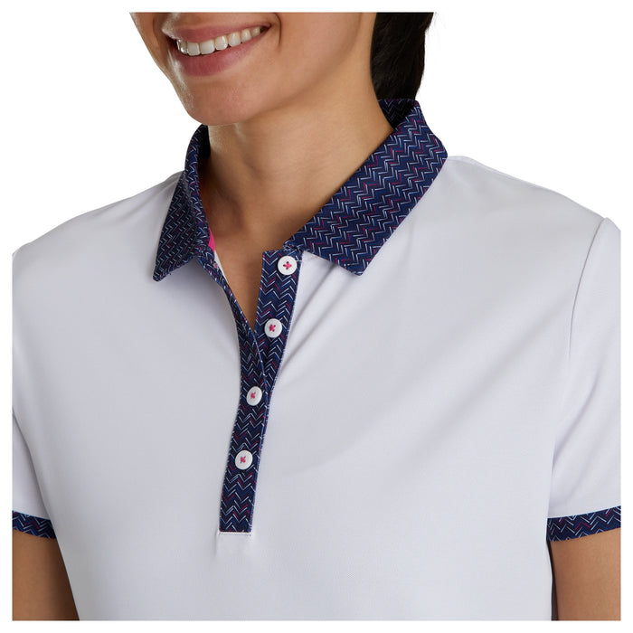 FootJoy Ladies Short Sleeve Print Trim Polo Shirt