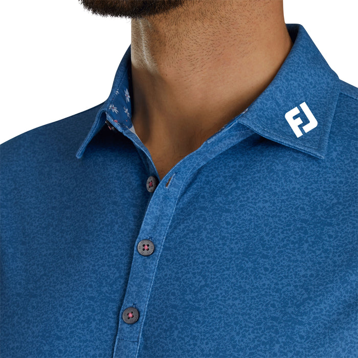 FootJoy Texture Print with Trim Stretch Pique Polo Shirt