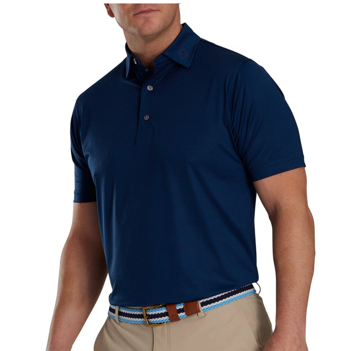 FootJoy Tonal Triangle Print Lisle Self Collar Polo Shirt