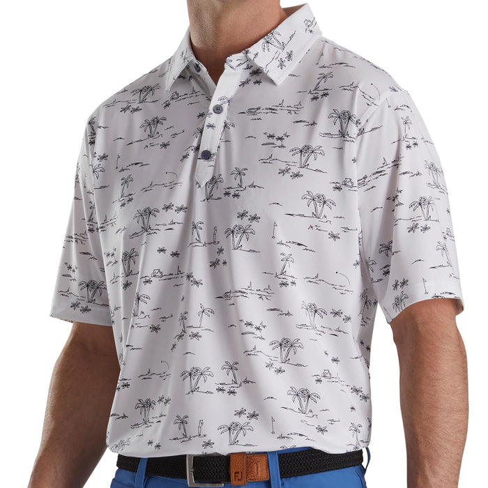 FootJoy Tropic Golf Print Lisle Self Collar Polo Shirt