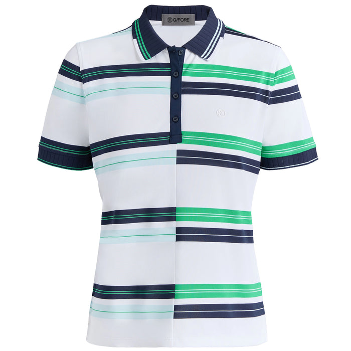 G-Fore Ladies 2026 Engineered Stripe Tech Pique Polo Shirt - Snow