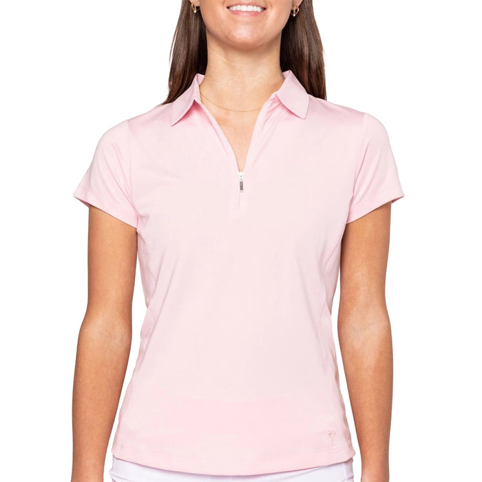 Golftini Ladies 2026 Stretch Zip Polo Shirt - Rose Pink