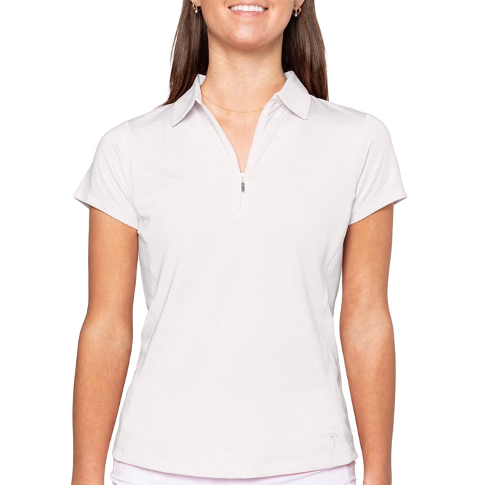 Golftini Ladies 2026 Stretch Zip Polo Shirt - White