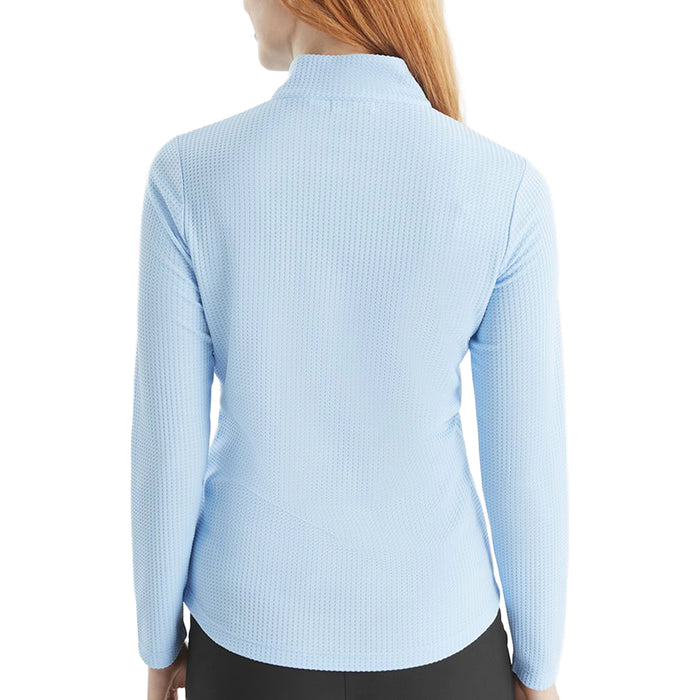Green Lamb Ladies Kitty Waffle Mock Neck Long Sleeve Top