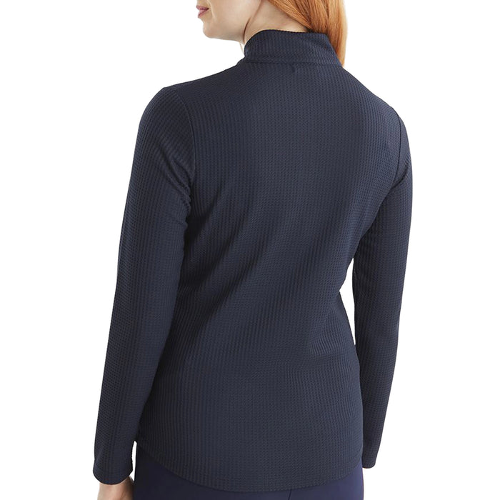 Green Lamb Ladies Kitty Waffle Mock Neck Long Sleeve Top
