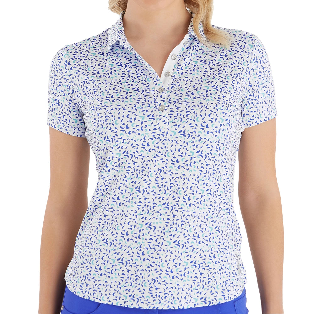 Green Lamb Ladies Melanie Print Polo Shirt Terrazzo 10
