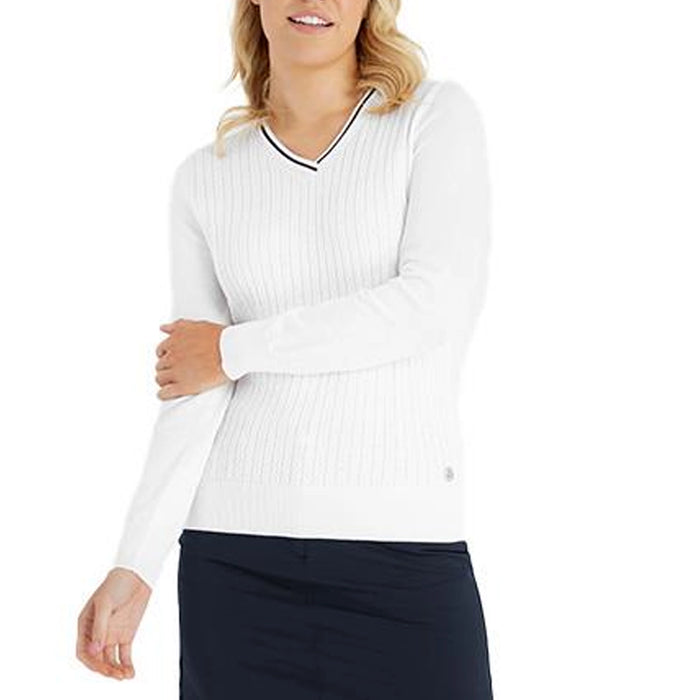 Green Lamb V Neck Cable Sweater