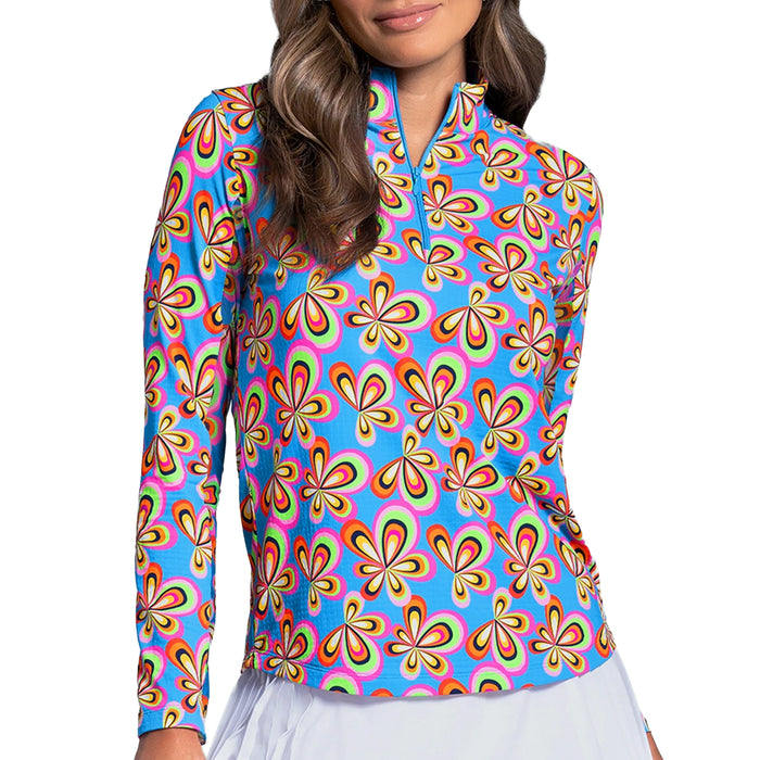 IBKUL 2025 Arya Print Long Sleeve Quarter-Zip Mock Neck Top