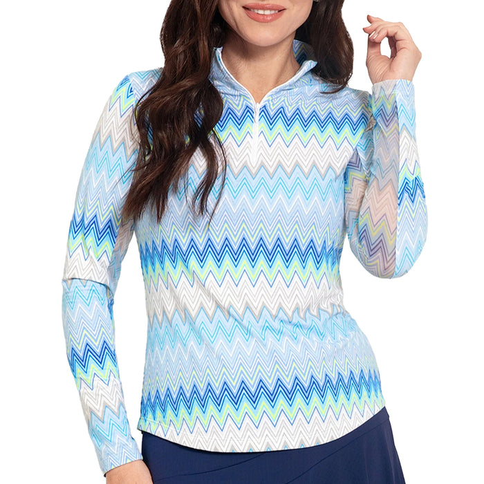 IBKUL 2025 Susan Long Sleeve Quarter-Zip Mock Neck Top