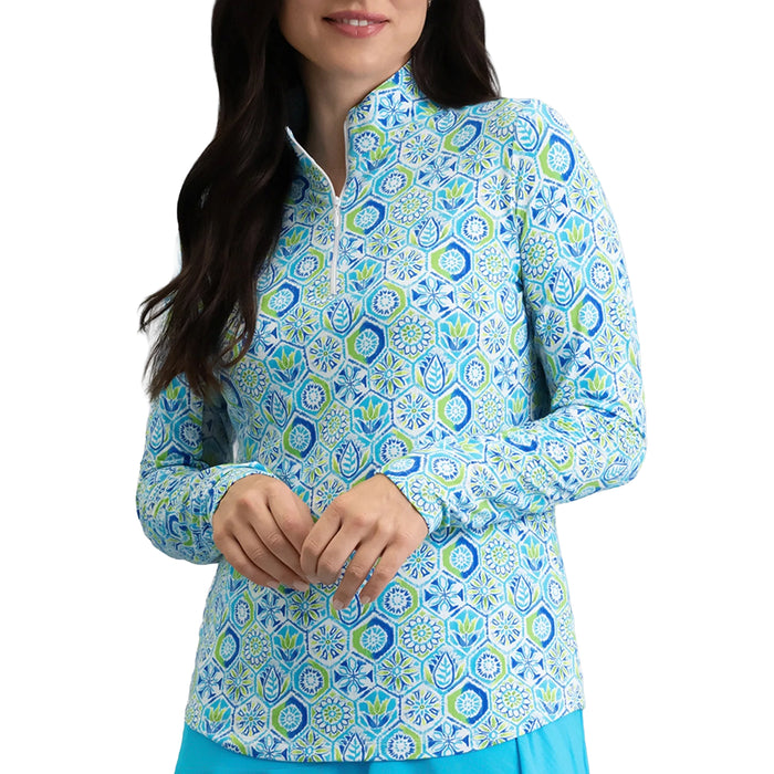 IBKUL 2026 Alexis Print Long Sleeve Mock Polo